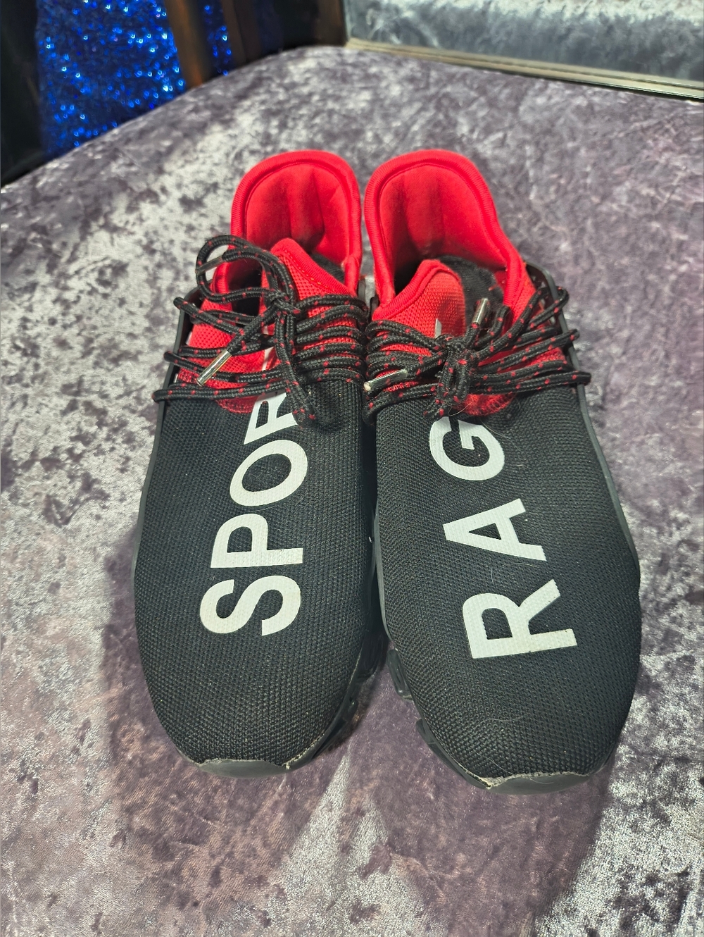 Black & Red Graphic Slip-On Sneakers